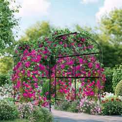 U-Shaped Garden Cucumber Trellis for Climbing Plants Support Frame with Nylon Netting and Spikes Metal Garden Trellis Arch