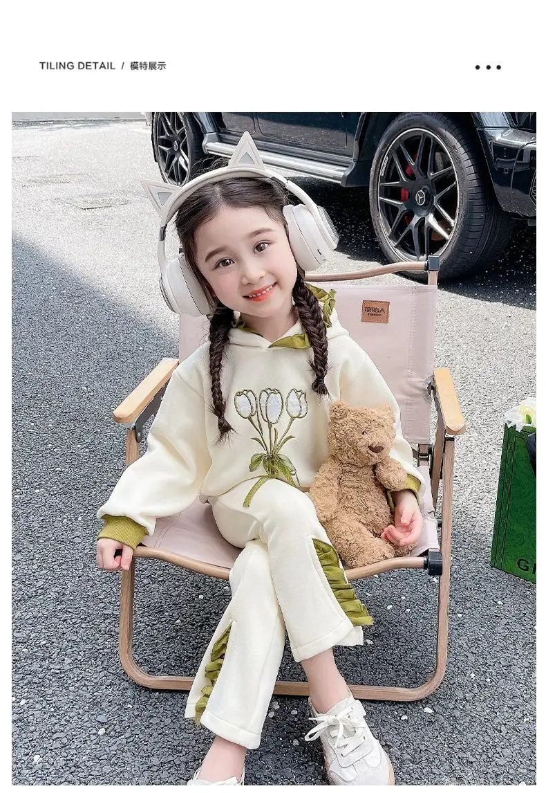 2PCS Spring Autumn Girls Set Long sleeved Top Pants Fashionable Kids image 5