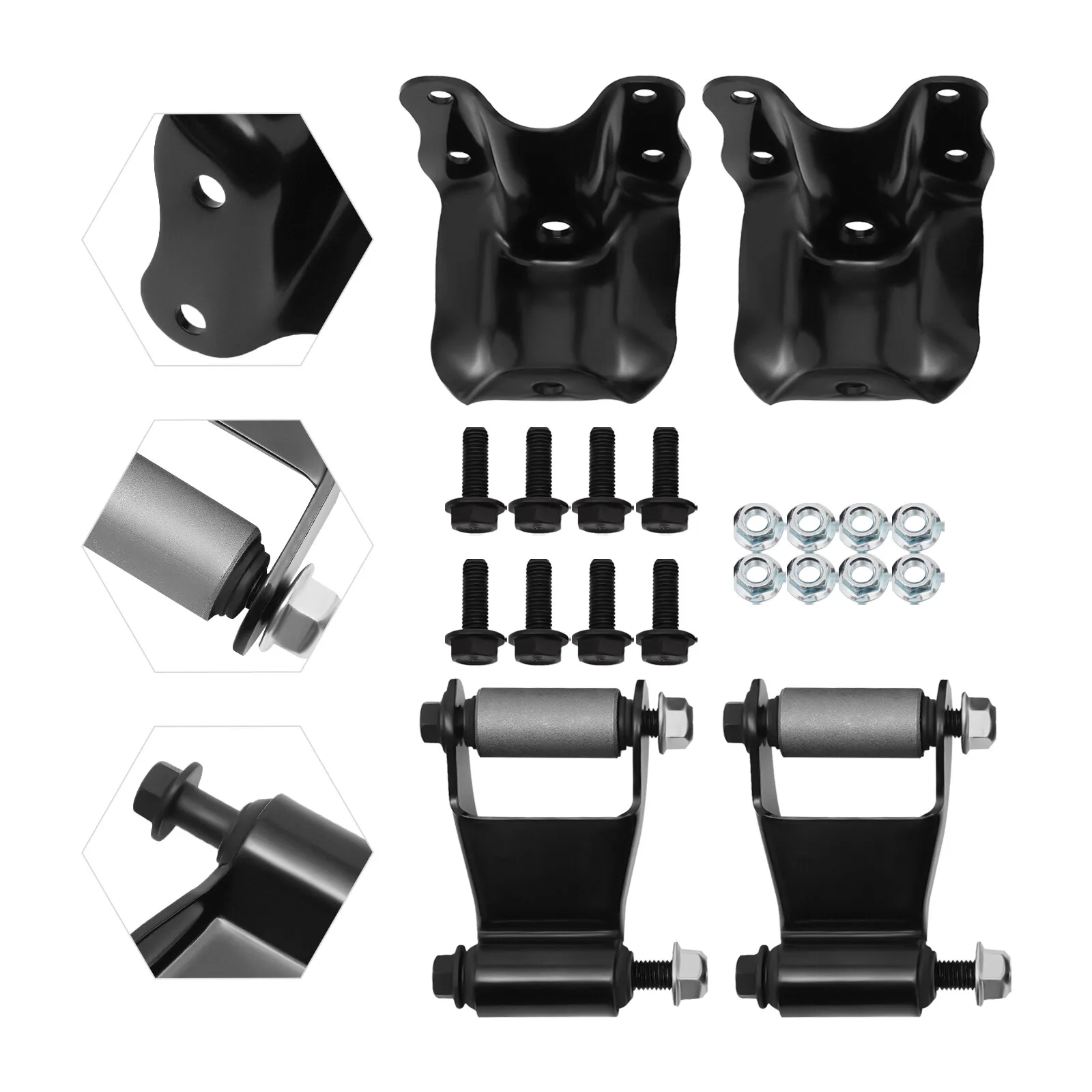 

Heavy Duty Leaf Spring Shackle Kit for Ford Bronco & F150 - 4WD Rear Hanger Bracket Repair Set w/ Hardware (Fast US Ship)