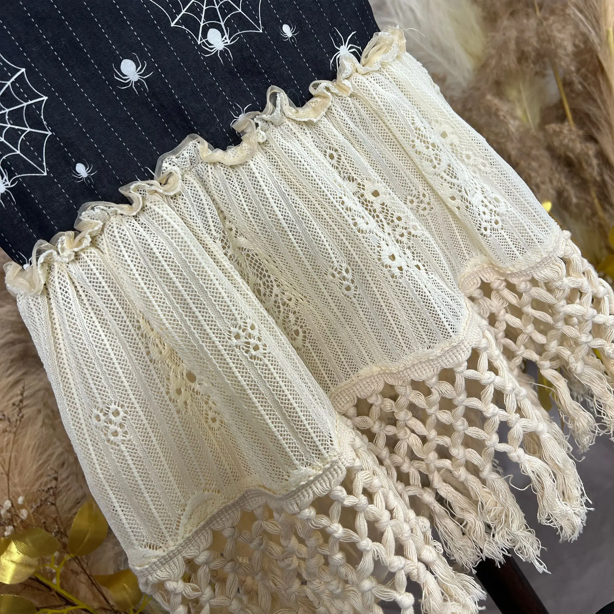 2024 Baby Costume Halloween Little Princess Sleeveless Lace Cutout Embroidered Cotton Fringe Skirt Photography Studio Photo Prop