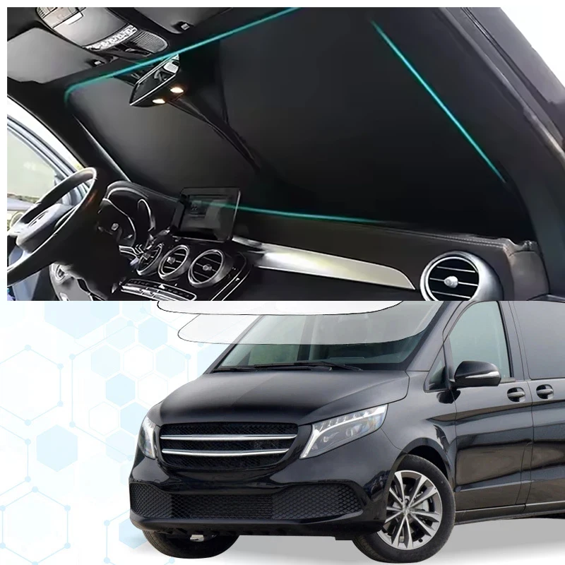 Windshield Sun Shade For Mercedes Benz V Class V260L W447 W448 Sunshade Sun Visor Protector Foldable Blocks UV Rays Keep Cooler