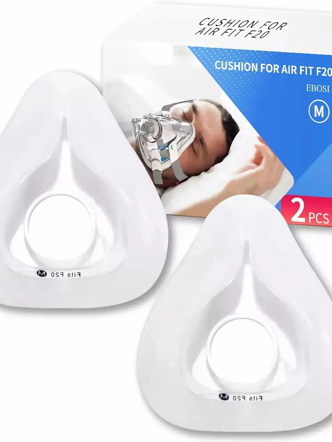 2 Packs M#Medium Full Face CPAP Mask Cushion Replacement for ResMed AirFit F20 - Soft Comfortable Nasal Pillow CPAP Accessory - view 3