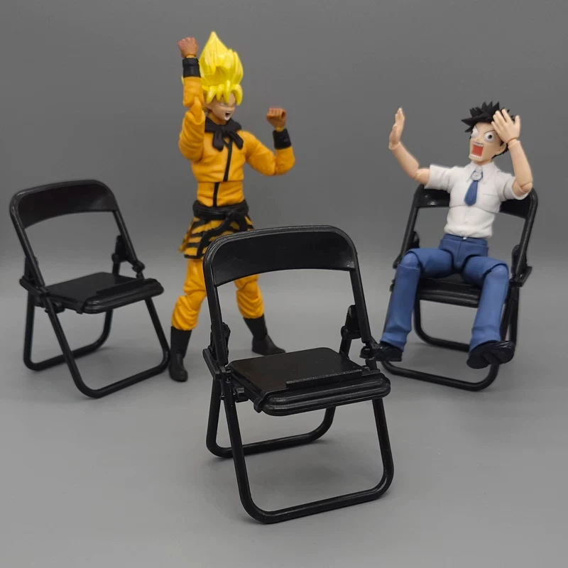 Miniature Plastic Chair For 1/12 Dollhouse Accessories Dolls Plastic Adjustment Folding Chair House Furniture For Ob11 BJD Doll