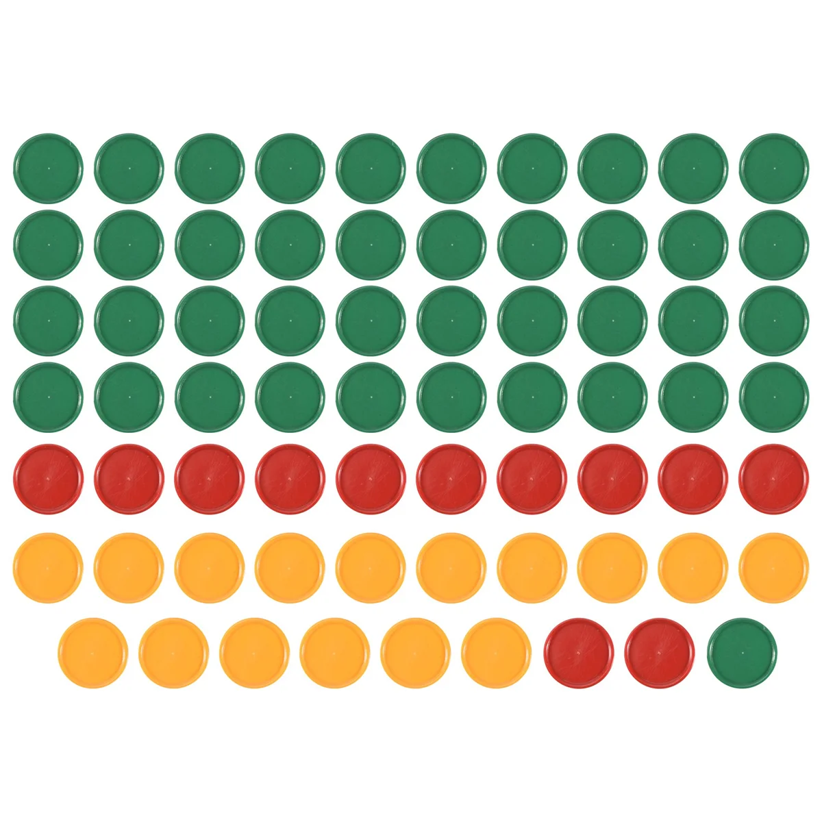 ABNP Mini fiches da poker a forma rotonda rosso giallo verde Puntelli da gioco fortunati 69 pezzi