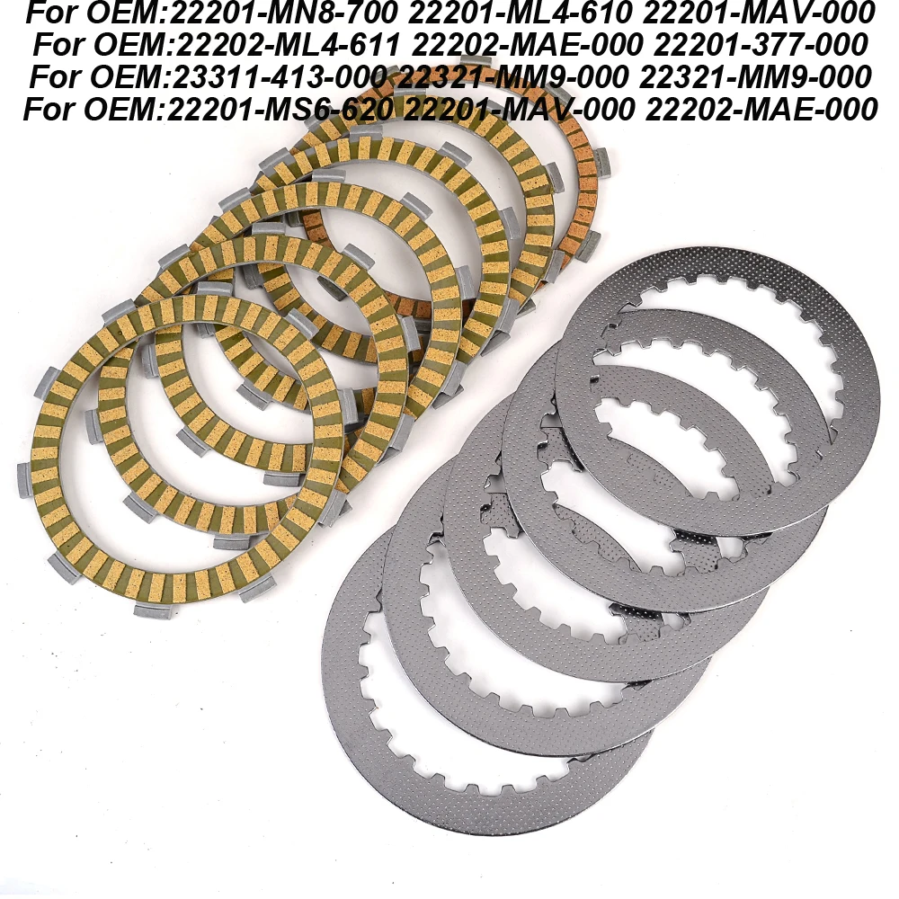 

Motorcycle Clutch Friction Plates For Honda NV400 Shadow 400 VRX400T NC33 VT500 ED/EF Steed 400 NV400 CJ/CK CS/CV 22201-MN8-700
