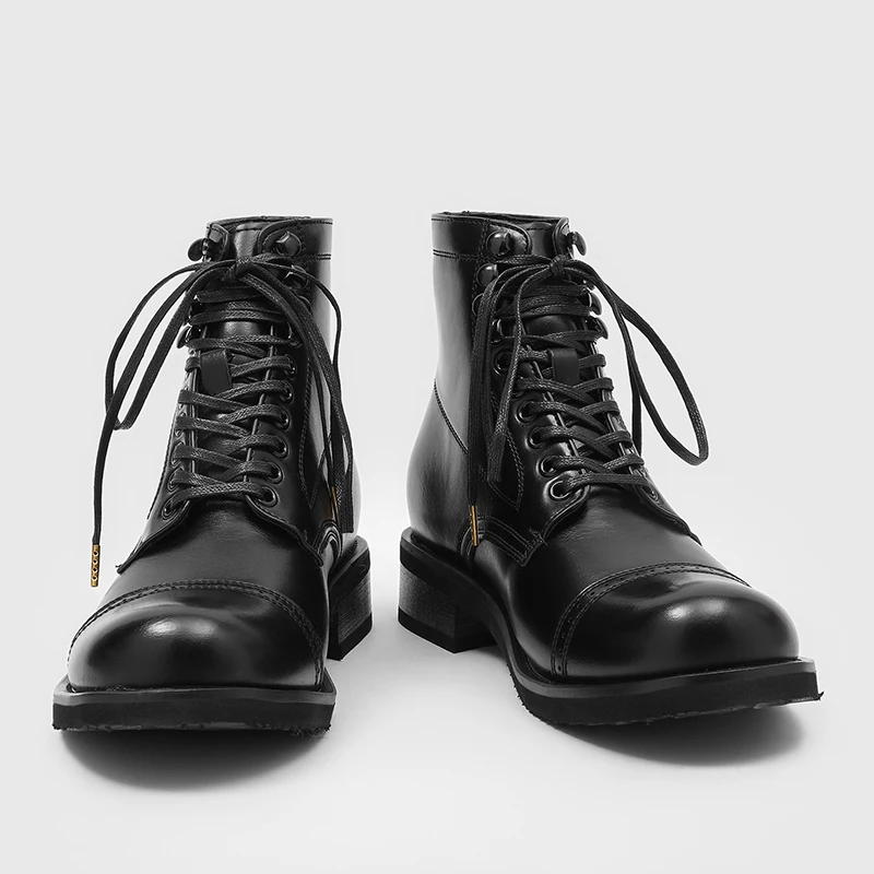 Black Lace Up High Top Men Boots A Retro Simple British Style Multi-functional Commuting Short Boot for Daily Use