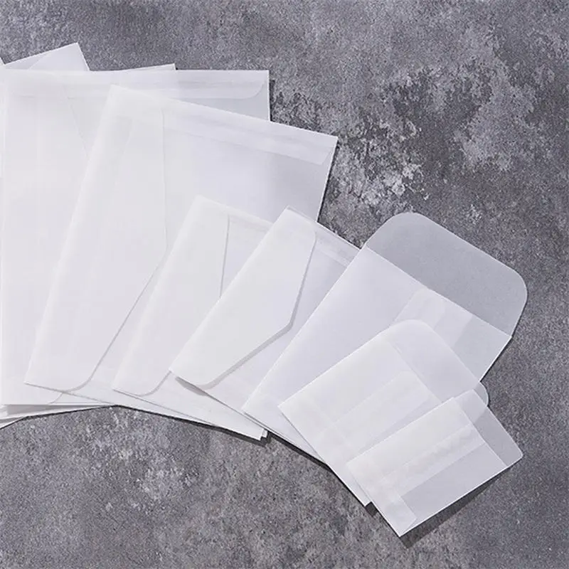 Paquete de 50 Sobres de Papel Vitela Semitransparentes, Mate y Esmerilados, para Postales, Tarjetas de Felicitación e Invitaciones de Boda
