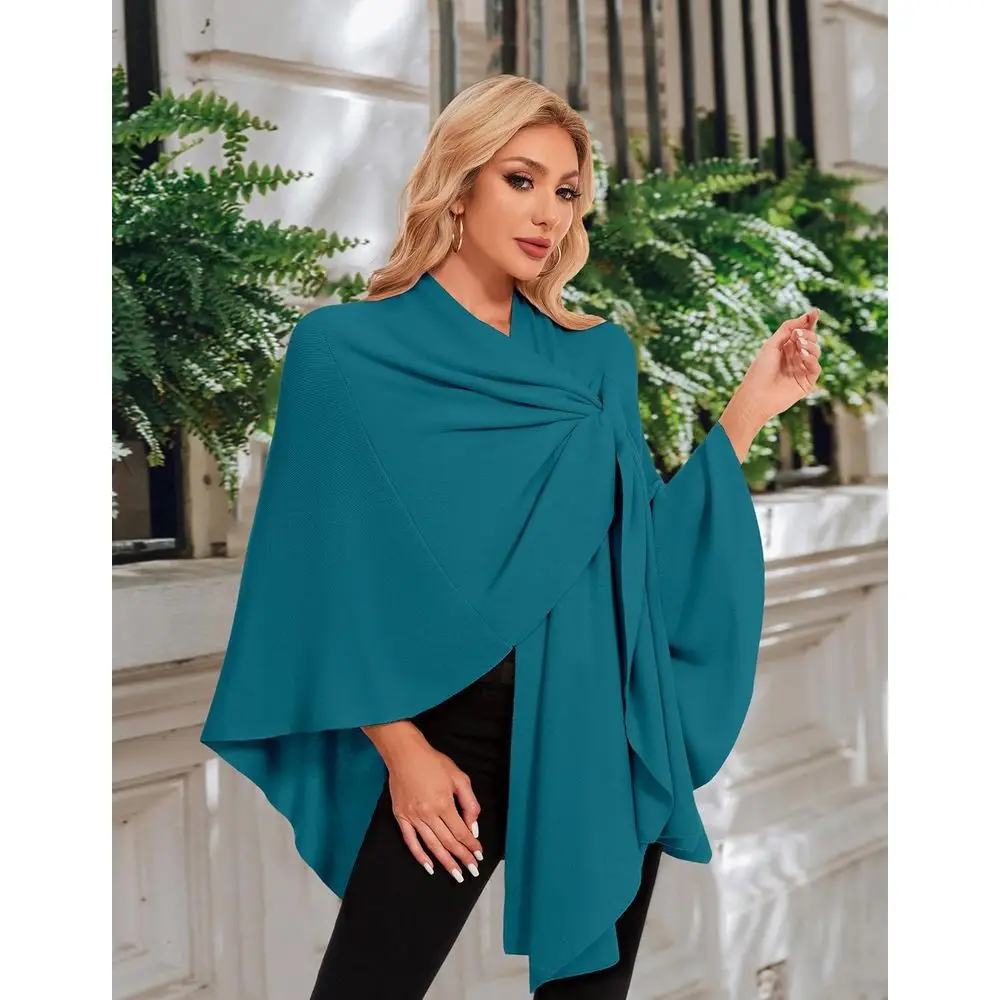 كيب معطف نسائي أنيق خفيف الوزن مع ياقة شال لملابس السفر الدافئة