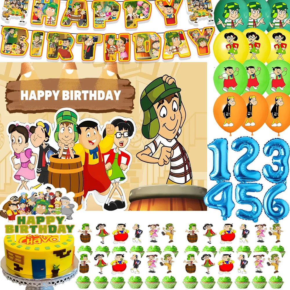 المكسيك El Chavo del Ocho لوازم حفلات أعياد الميلاد كعكة بالون تزيين راية دينيس الرجال خلفية كعكة توبر هدايا الاطفال #1