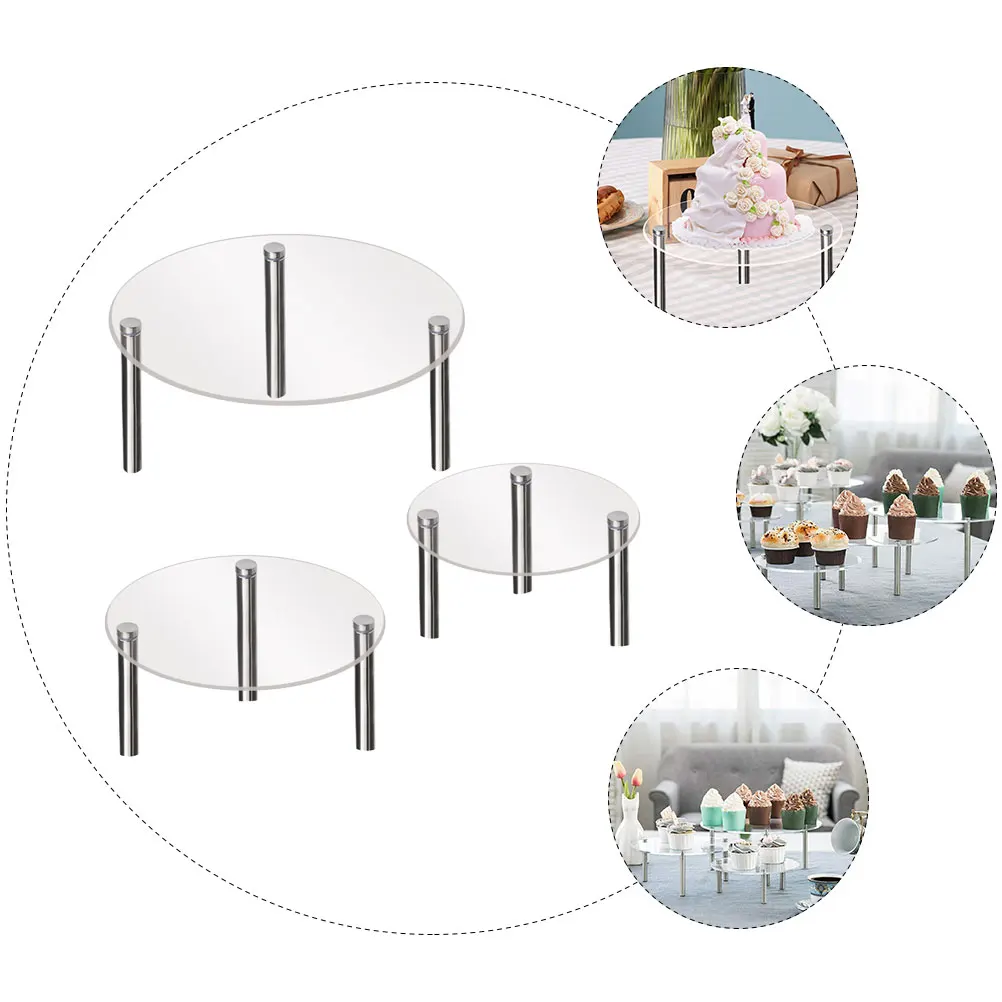 

3pcs Acrylic Cake Stand Clear Dessert Display Holder Sturdy Birthday Party Cupcake Stand Kitchen Bar Accessories