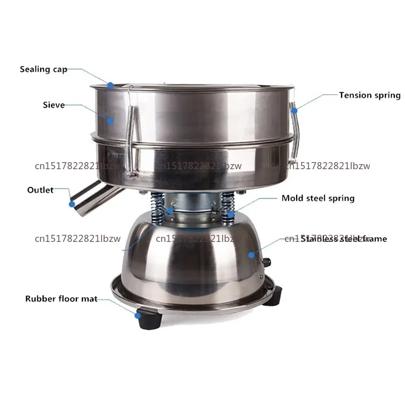 Electric Vibrating Screen Powder Screening Sifting Machine Stainless Steel Powder Sieve Machine Mesh Optional Sieve Height 10CM
