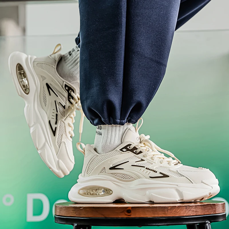 أحذية رياضية رجالية فاخرة للجري قابلة للتنفس، أحذية رياضية كاجوال بدون كعب أنيقة، أحذية تنس للسباق للرجال، تصميم مريح سهل الارتداء