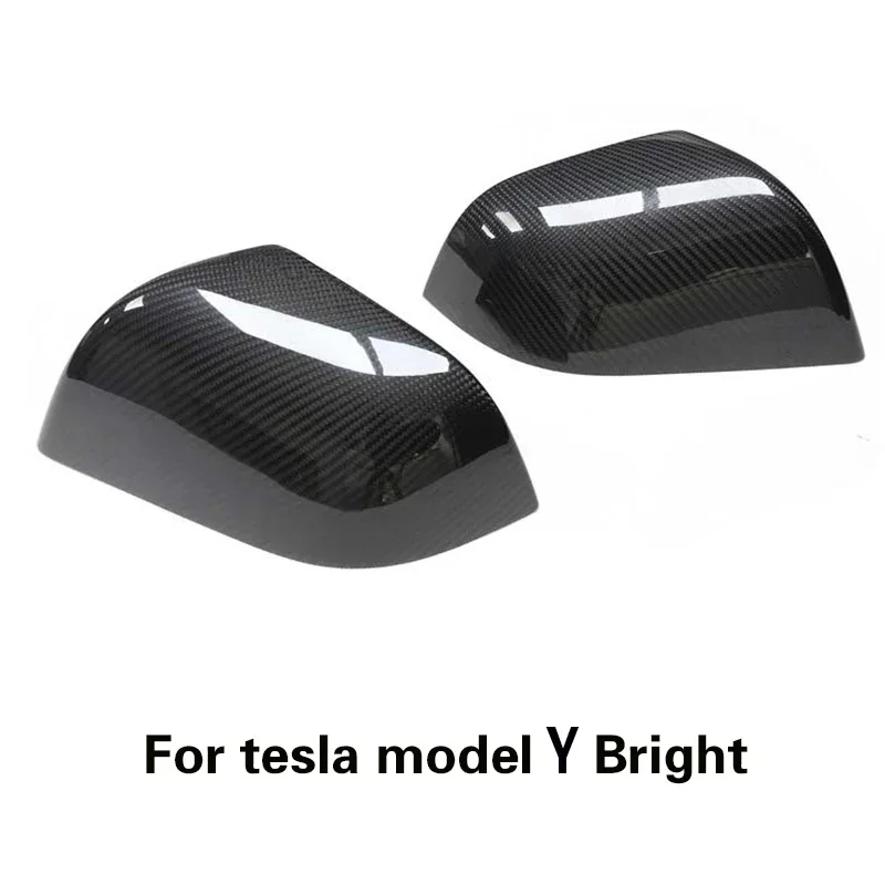 For Tesla Model Y Dry Real Carbon Fiber Rearview Mirror Shell Cover Random Forging & Light & Matte & Honeycomb Style Add on 2PCS