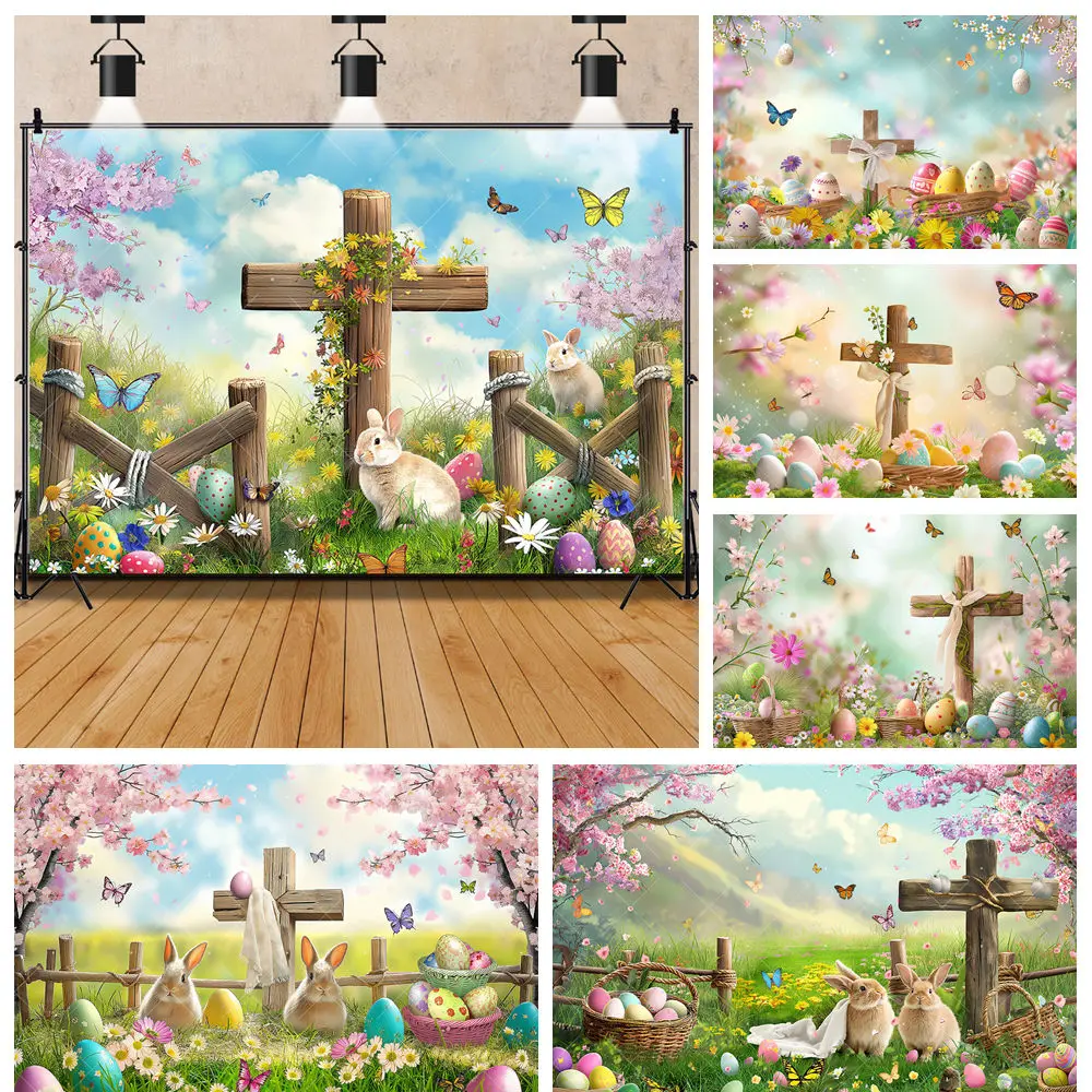 

Easter Jesus Cross Rabbit Eggs Flowers Communion Adults Wedding Kids Birthday Party Backdrop Custom Decor Photography Background