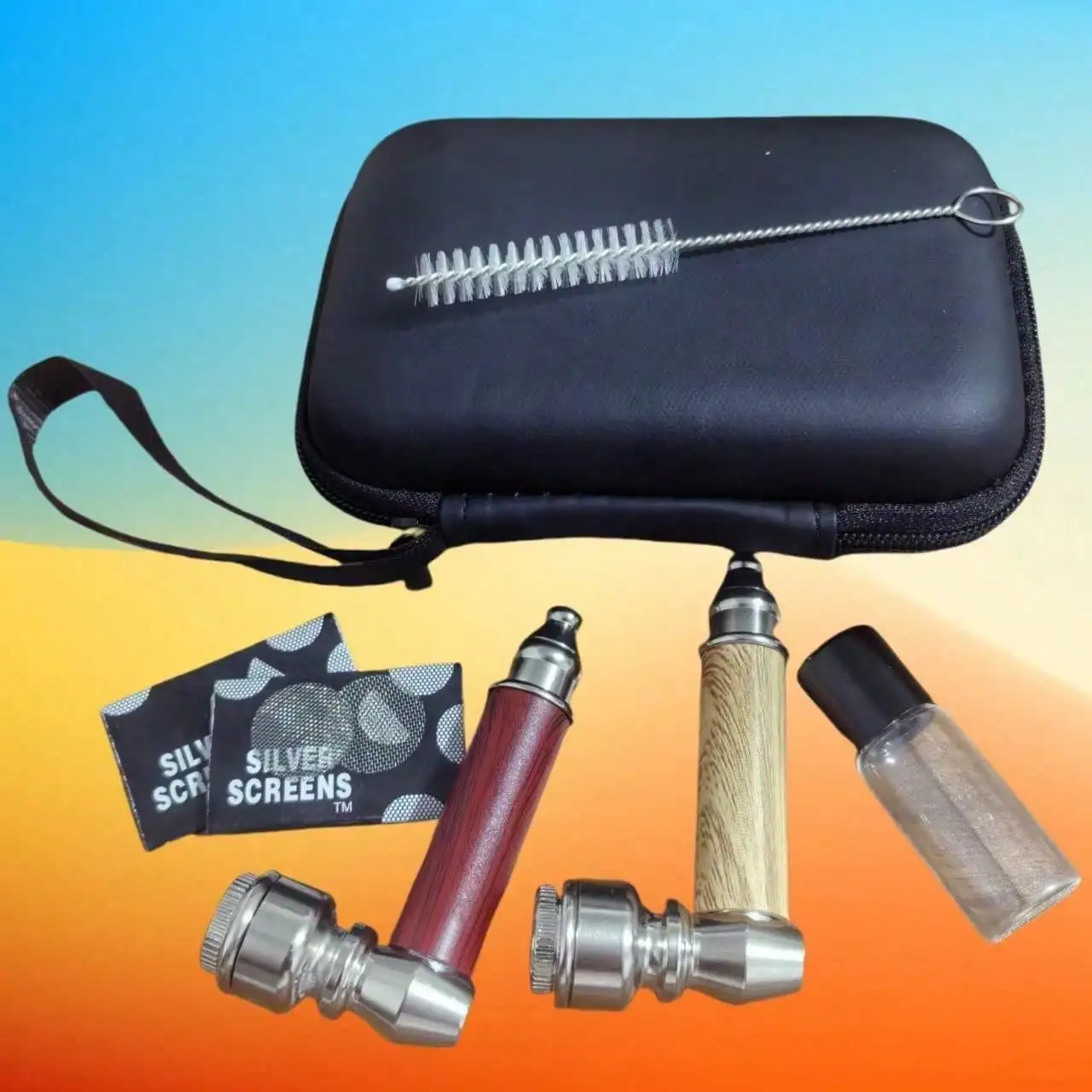 

Короткая реалистичная табачная трубка с древесным зерном, 2 шт., черная сумка для очистителя, набор аксессуаров для курительных трубок 3 дюйма