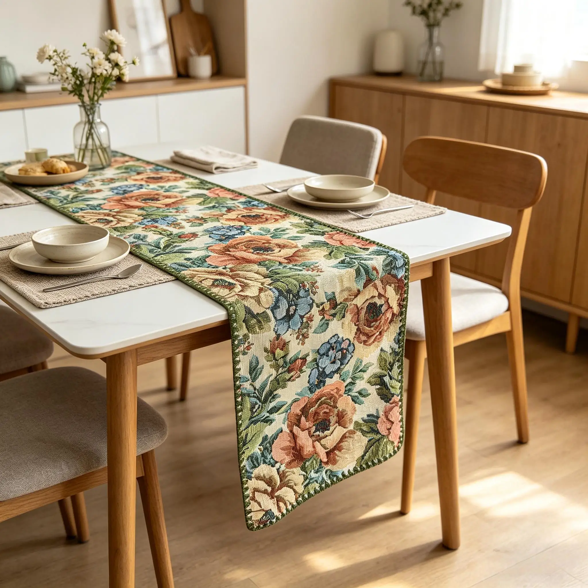 Washable Modern Table Runner Cotton Linen Table Runner Decorative Table Runner for Dining Table TV Cabinet & Center Table