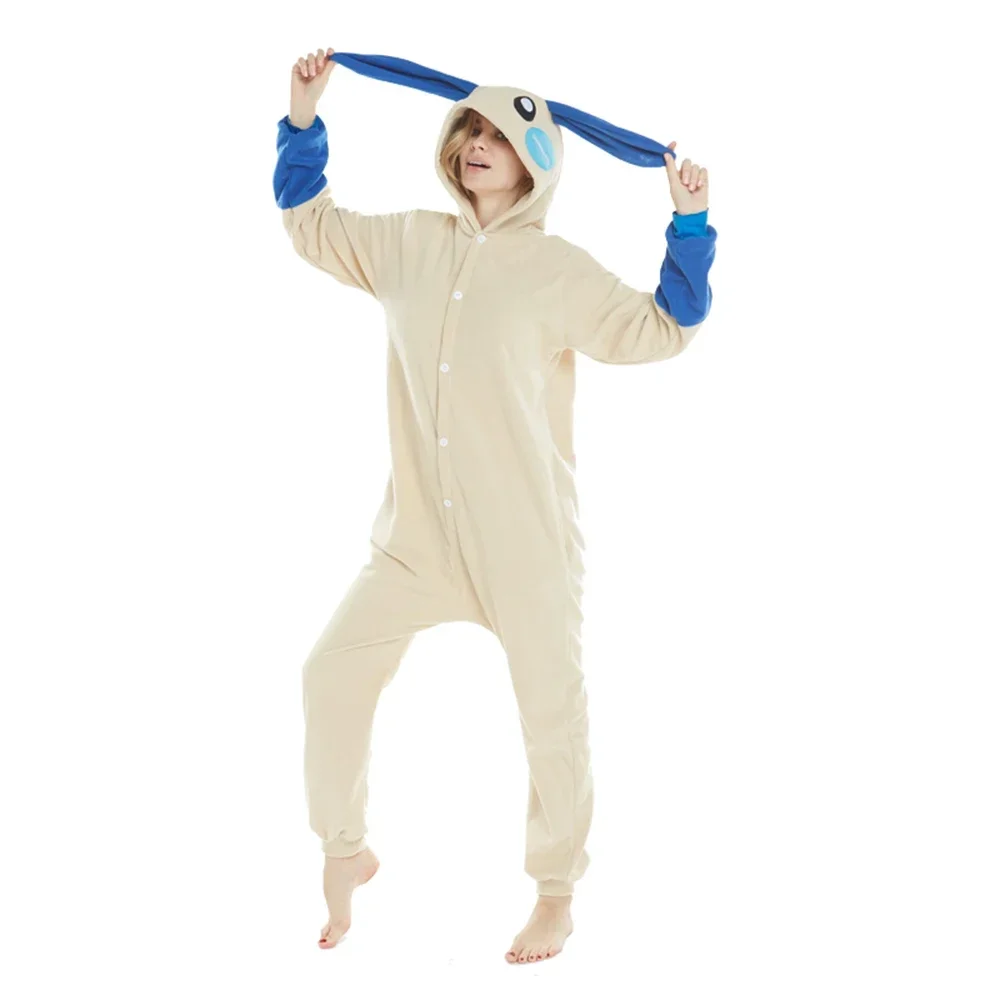 Hasen-Minun-Plusle-Onesies Kigurumi Erwachsenen-Anime-Halloween-Cosplay-Kostüm Damen-Hasen-Pyjama Homewear Schlafanzug – Detail 12
