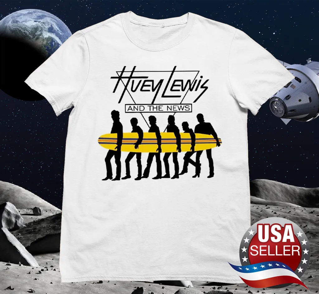 Huey Lewis and the News band T-shirt White Short Sleeve All Sizes