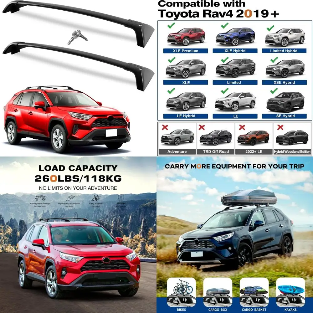 

Сверхмощные запираемые алюминиевые поперечины для Toyota RAV4 2019-2025, аксессуары для багажников на крышу емкостью 260 фунтов