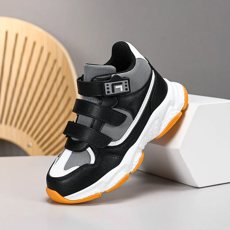 

Black High Top Sports Shoes Child Mesh Breathable Non-slip Running Shoes Kids Trainers Lightweight Platform Children's Sneakers