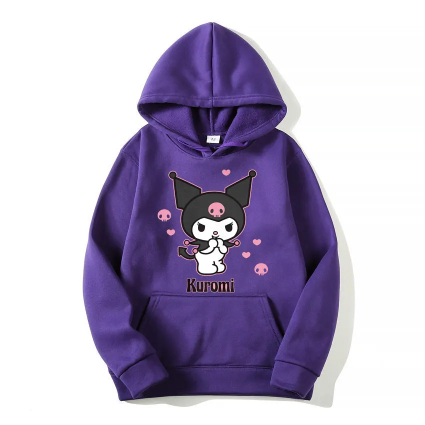 Sanrio Kuromi Anime Hearts & Skulls Unisex Hoodie Cartoon Fashion Couple Oversized Sweatshirt Tops Spring Autumn Pullover