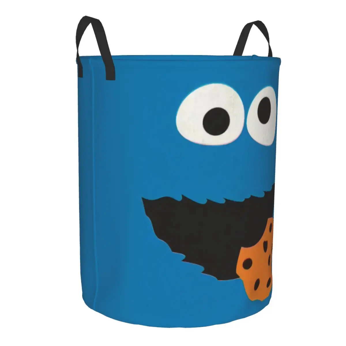 Custom Cookie Monster Face Manga Laundry Basket Foldable Sesame Street Clothes Hamper for Baby Kids Toys Storage Bin