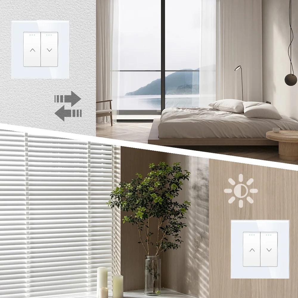 ENTUOIA Normal Curtain Push Button Switch EU Glass Frame Motorized Roller Blinds Shutter Switch Automatic Rebound Reset Switch