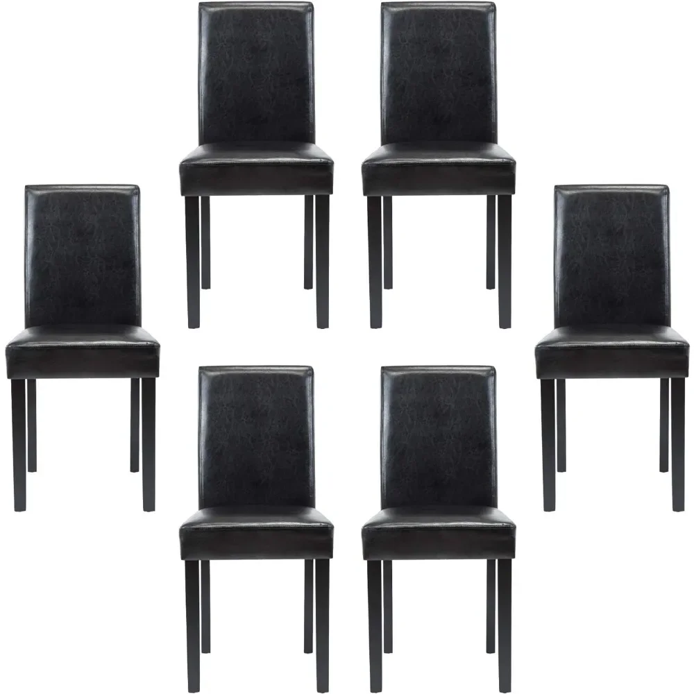 Sillas de comedor de diseño elegante, Asientos tapizados en PU, modernos, color negro, juego de 6