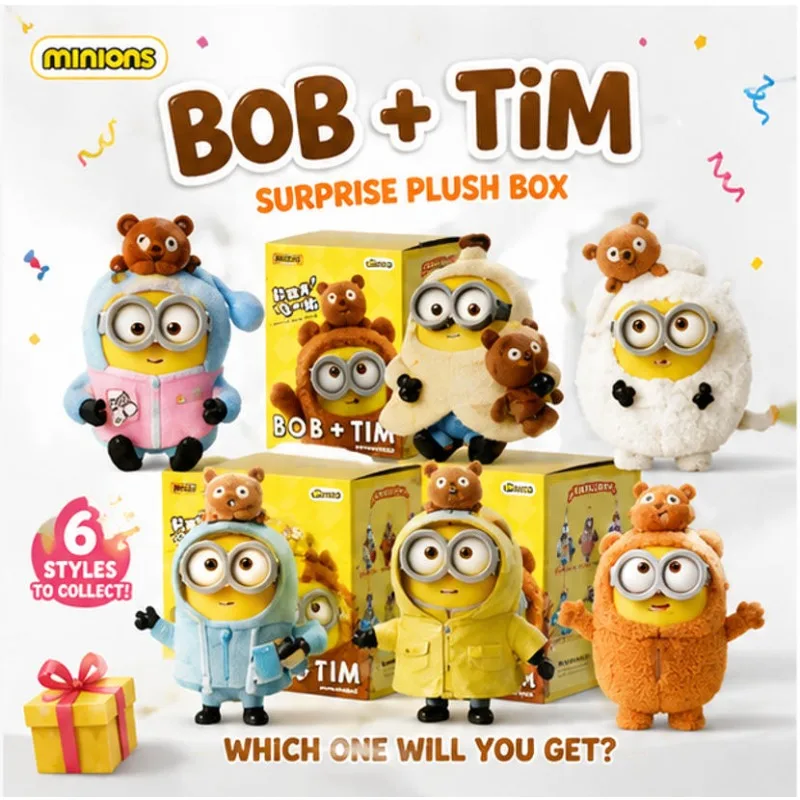 Hot New 52toys BOB&TIM Minions Better Together Series Anime Cute Cartoon Gifts Box Keychains Figure Model Trendy Toys Gifts