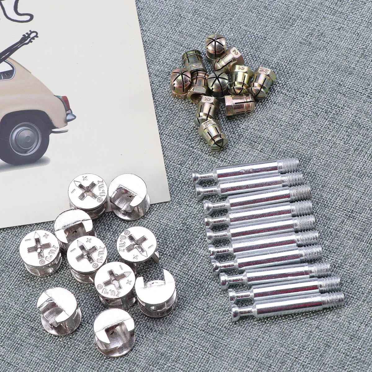 

10Sets Furniture Connectors Self-Tapping Thread Tap Resistant for Drawer Wood Furniture Cabinet Pre-Inserted Nuts