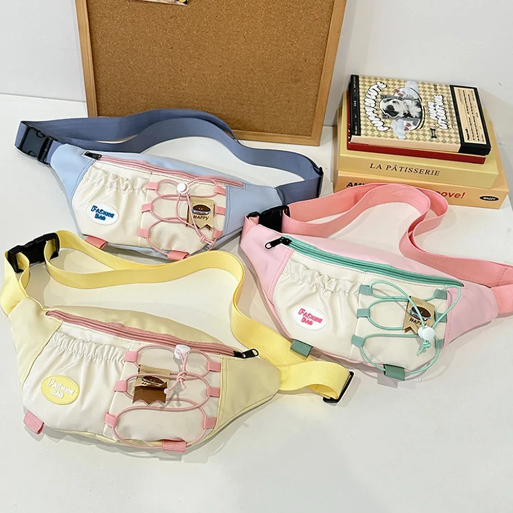 

Girly Crossbody Chest Bag Japanese Style Waterproof Sports Single Shoulder Bag Color Contrast Streetwear Fanny Pack Students