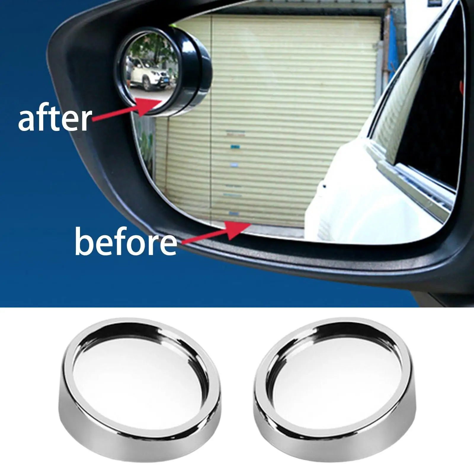 

Universal Car Blind Mirror Silver Round Rearview Attachment for Snowmobiles Motorcycles Boats