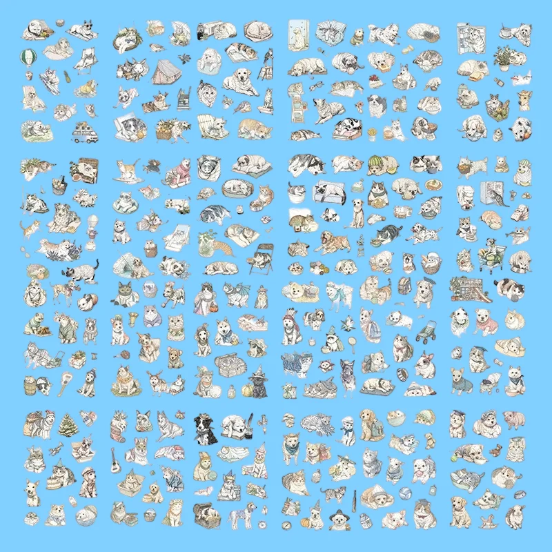 4/8/24 Sheets PET Die Cut Stickers Retro Cartoon Decorative Handmade Scrapbooking Material Diary Japanese Stationery Supplies