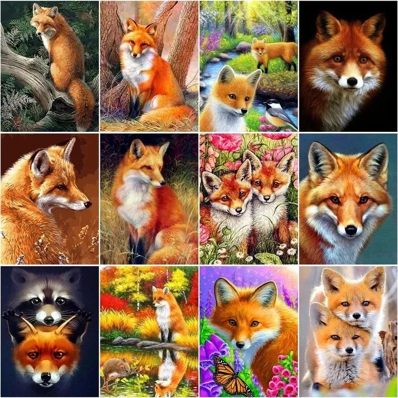 RUOPOTY Acrylic Diy Painting By Numbers Fox Animals Acrylic Paint On Canvas Drawing Coloring By Numbers For Diy Gift Wall Art Pi