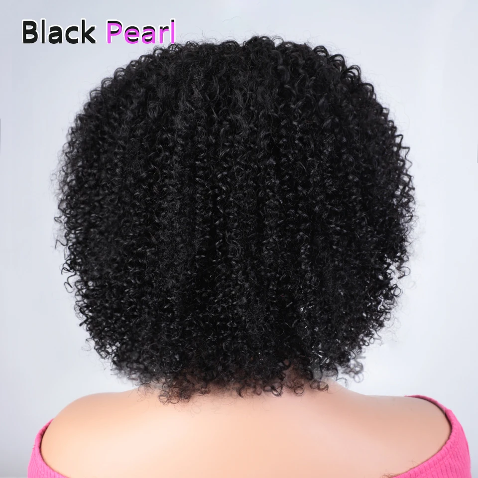 14 インチアフロ変態カーリーヘアウィッグ前髪ブラジルジェリーカール人毛ボブウィッグ着用グルーレスウィッグレミー人毛アフロ