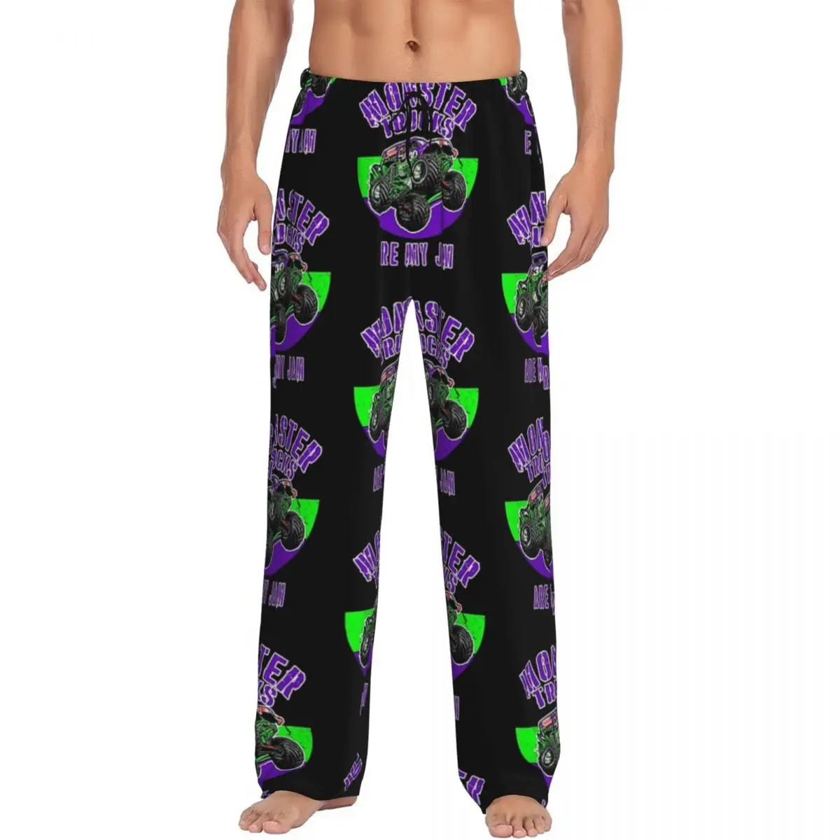 

Изготовленные на заказ пижамные штаны Monster Truck Are My Jam Grave Digger, винтажные художественные пижамные штаны, мужская одежда для сна, штаны для сна с карманами