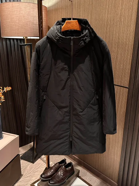 

Classic Reconstructed Tech Waterproof Men's Mid-Length Hooded down Jaet White Du Feather Polyester Fabric Daily Wear