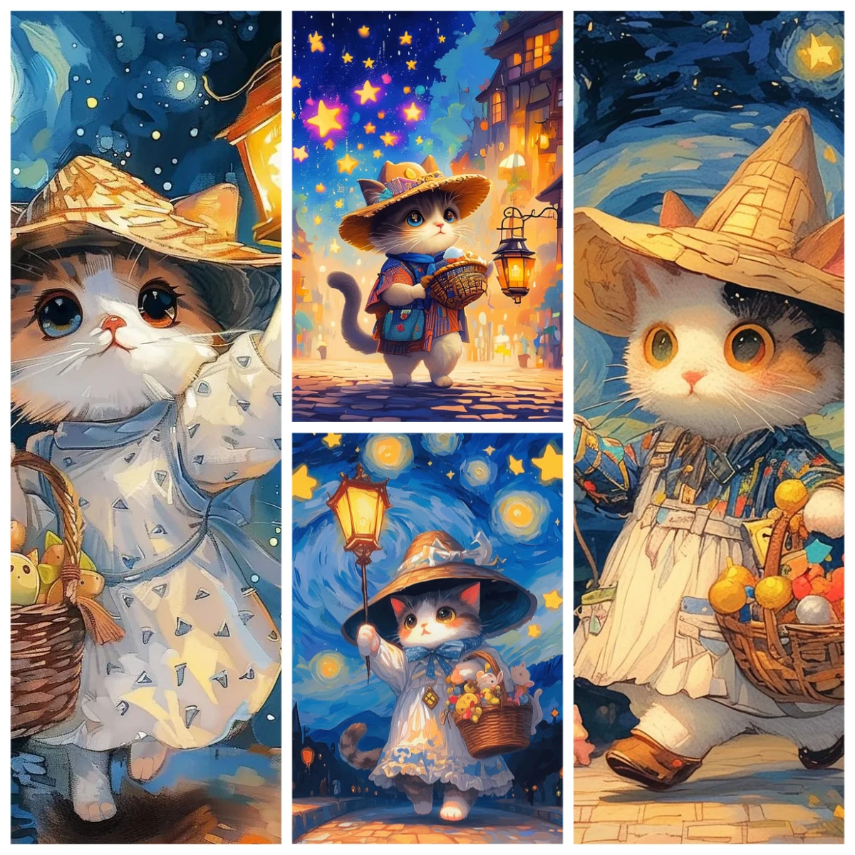 

MINISO Oil Painting By Number Magic Cat Animal Star Home Decoration Painting Wall Bedroom Room Decor Gift Frameless