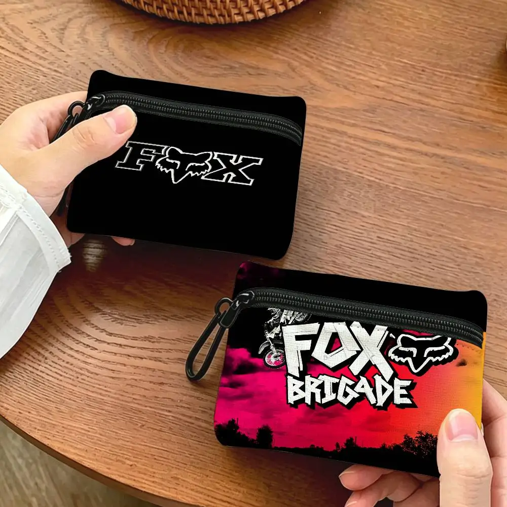 Brand F-Fox R-RacingS Logo Portable Oxford Fabric Mini Wallet Carabiner Design Small Coin Bag For Cards Keys Earphones