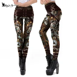 [You're My Secret] Women Leggings Retro Mechanical Gear Workout Pant 3D Print Steampunk Vintage Slim Leggins Fitness Sexy Legins