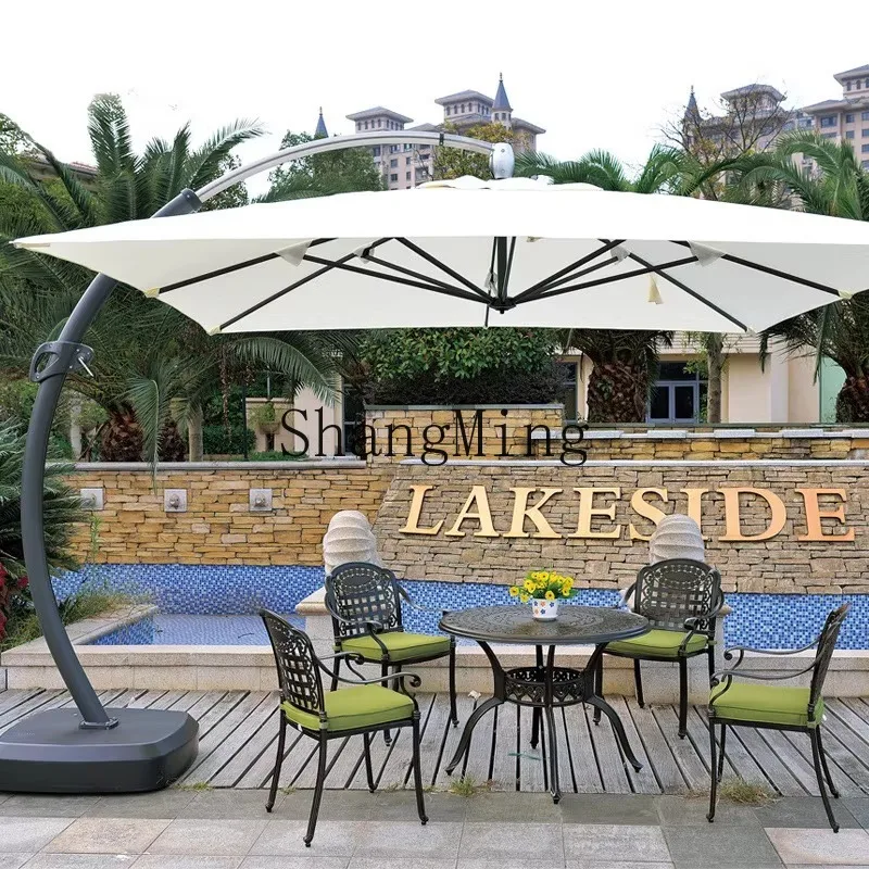 

FG outdoor parasol large commercial Roman umbrella large curved pole umbrella outdoor villa courtyard sun umbrella 3.5 meters