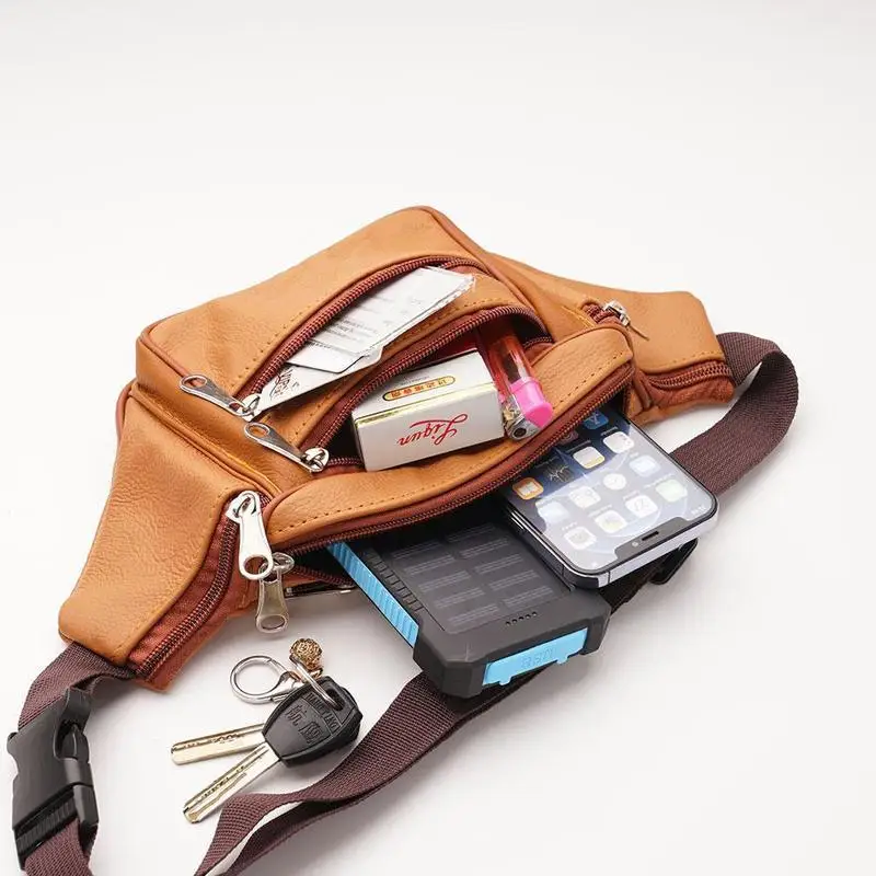 Herren-Gürteltasche aus PU-Leder, Hüfttasche, Kunstleder-Bauchtasche, modische, luxuriöse kleine Umhängetasche für Männer – Detail 3