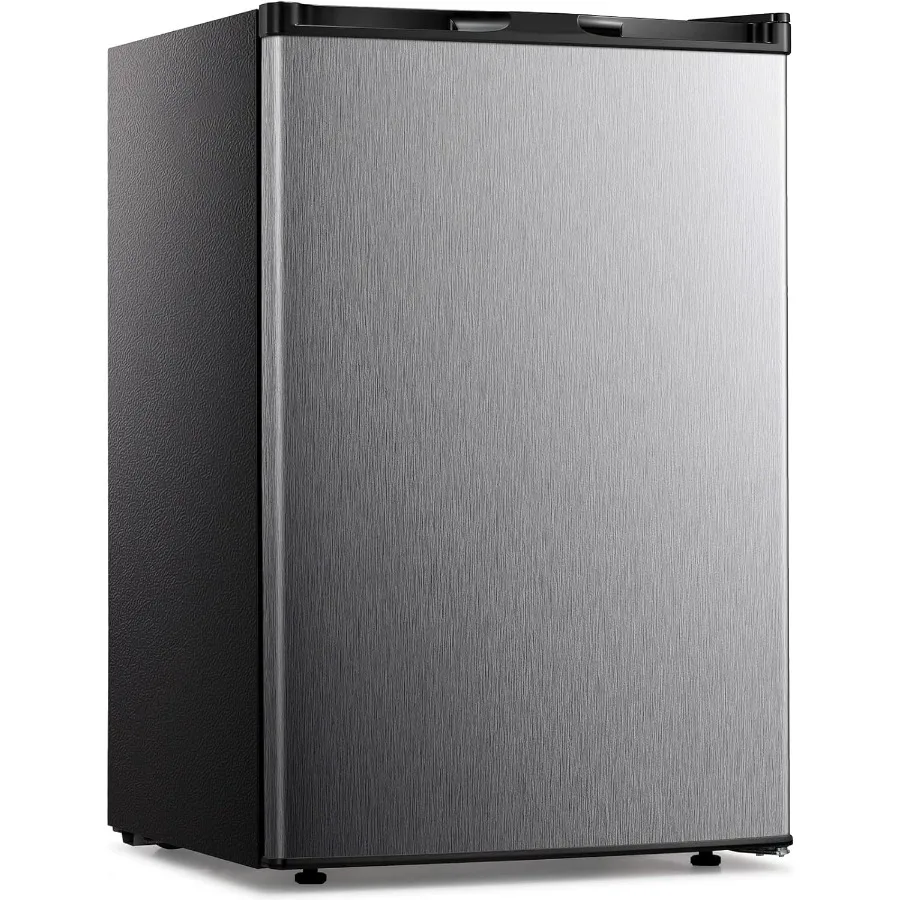 

Kismile Small Freezer Upright 3.0 Cu.ft Mini Freezer with Adjustable Thermostat Removable Shelves Reversible Single Door Stand