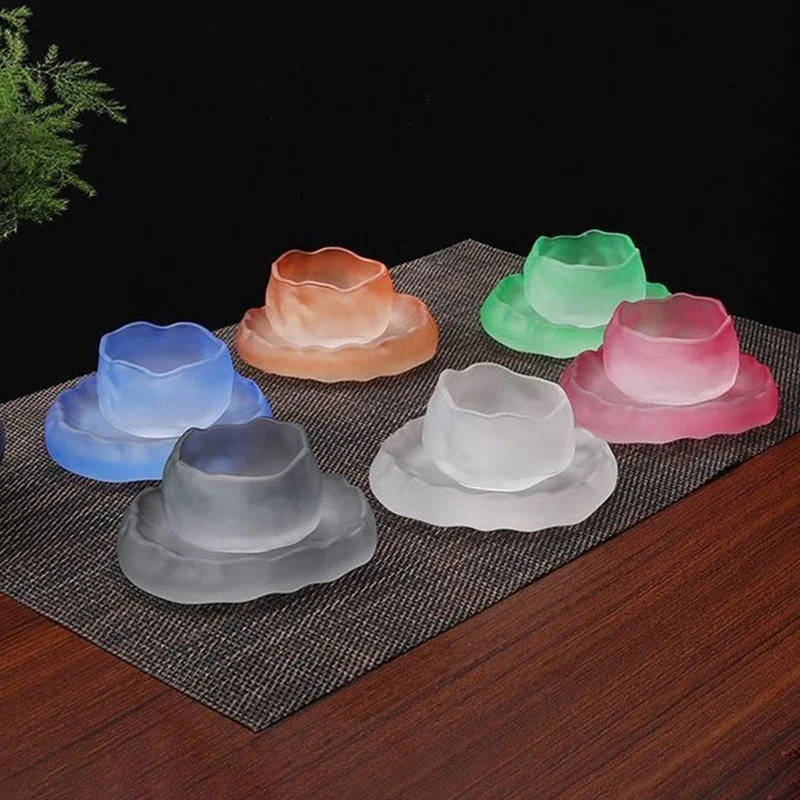 Set Cup Japanese-style Frosted Coasters Tea Room Kung Fu Tea Bowl 50ml 6 Colors Household Water Cup Lead-free Crystal Glass