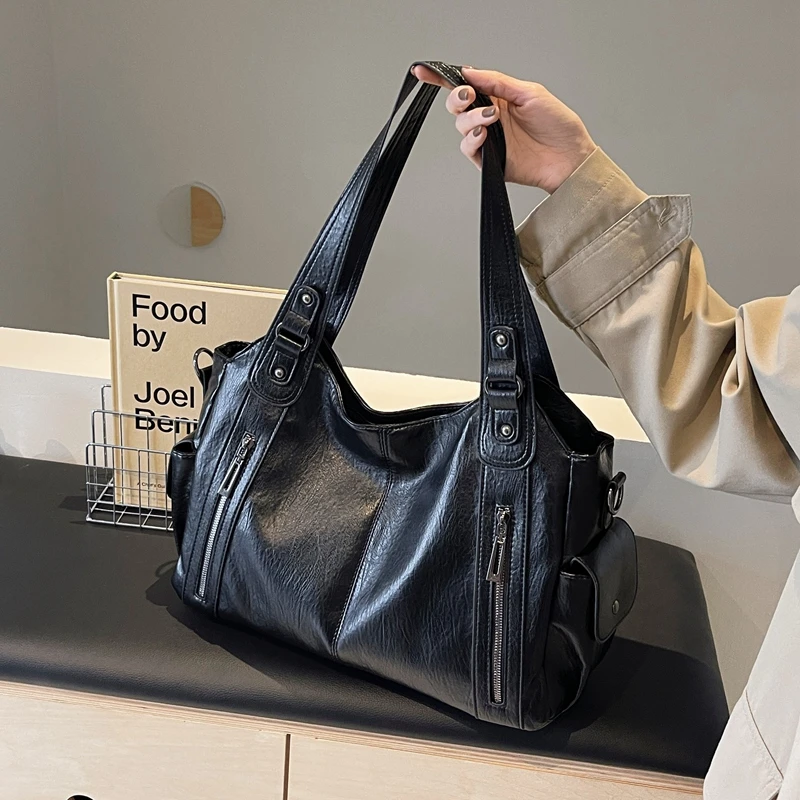 2024 High Quality Women\'s Bag New Fashion Trend Shoulder Bag Versatile Casual Large Capacity Commuter Zipper Handbag