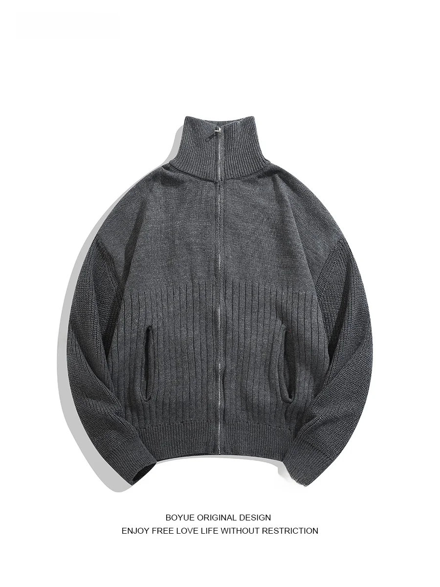 

Открытый кардиган Boyue с высоким воротником, теплый ленивый свитер с удлиненными плечами, мягкая простая верхняя одежда