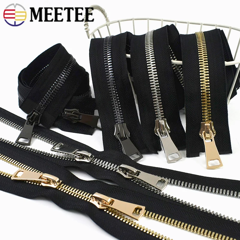 

1Pc Meetee 8# Double Slider Metal Zippers Suitcase Coat 70-100cm Open-End Zipper Backpack Luggage Replace Zip Sewing Accessories