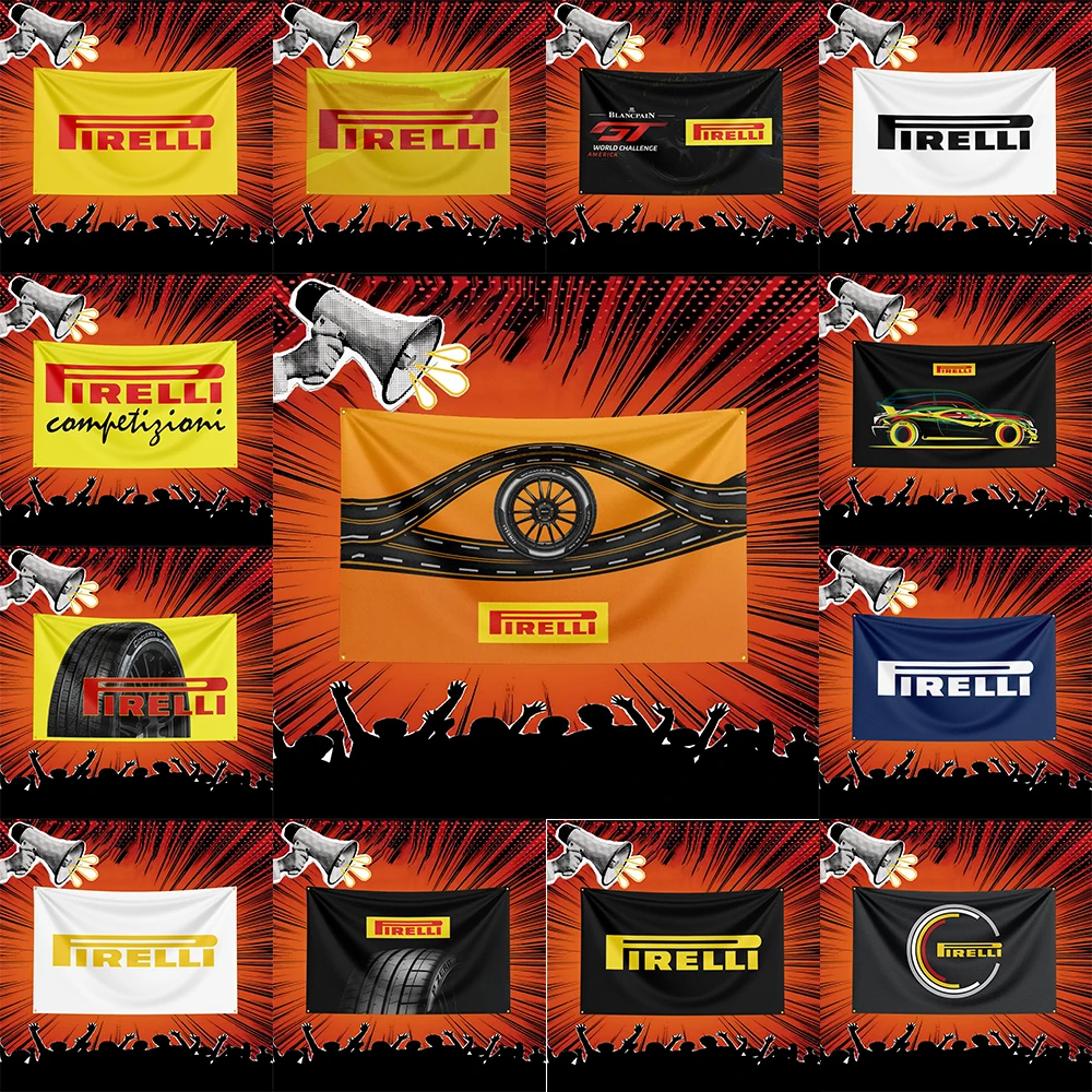 Pirelli Auto Parts Flag 3x5 FT Polyester Banner For Garage Workshop Wall Decor Mechanic Gift