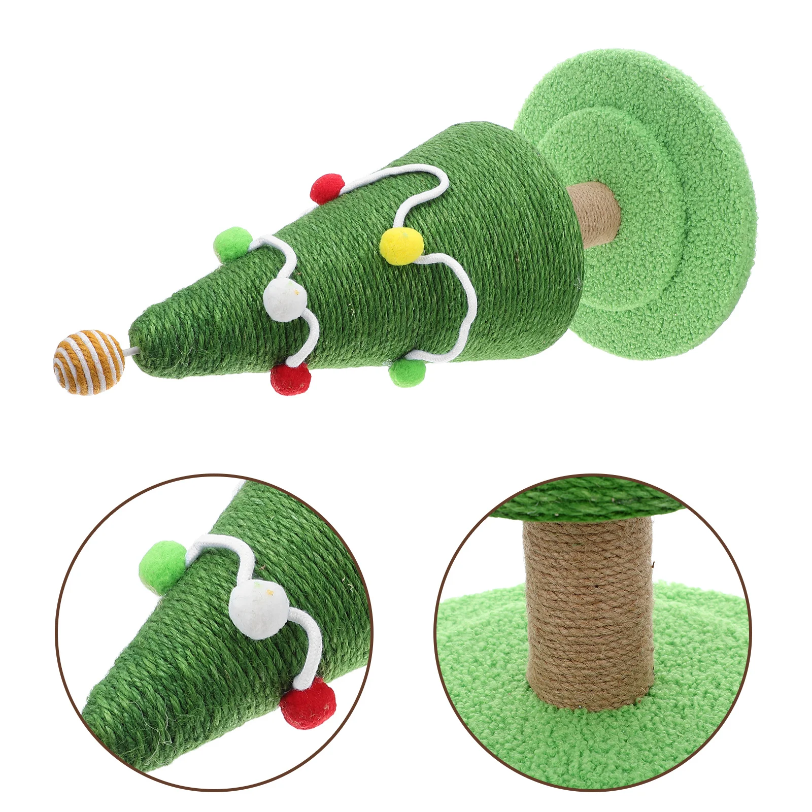 

20.83" Tall Christmas Cat Scratching Post Sisal Rope Xmas Tree Scratcher For Indoor Cats Vertical Floor Pole Kitten Activity Pet