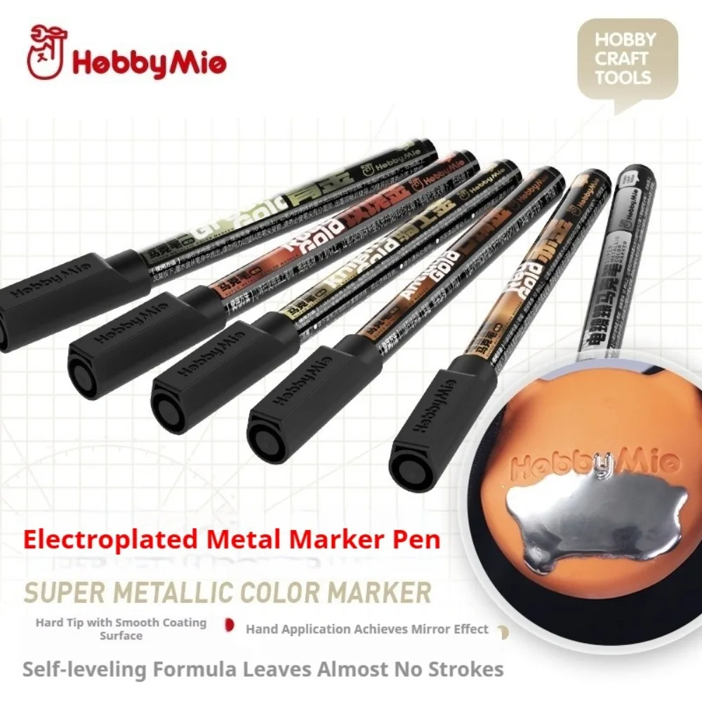 HobbyMio Super Metallic Marker Stift, ölbasierend, galvanisierter Effekt für Kunststoff, Harz, Metall, Modellbausatz, Farbstift, Hobby, DIY – Detail 2